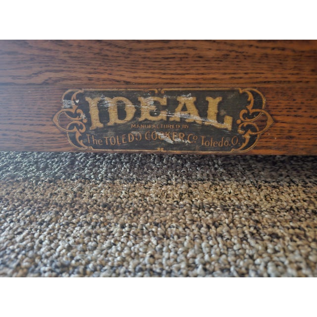 American Vintage Ideal Double Icebox by the Toledo Cooker Co. | Oak & Zinc Lined | Early 20th Century For Sale - Image 3 of 5