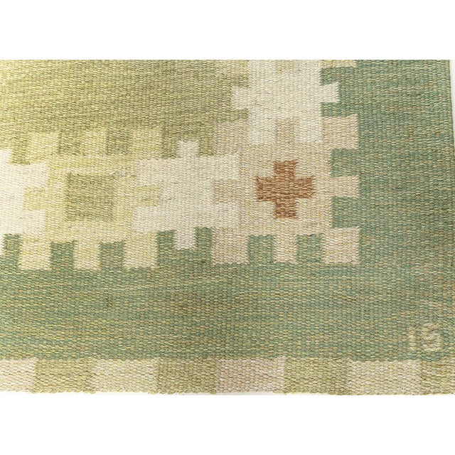 1950s Doris Leslie Blau Swedish Vintage Geometric Flatweave Rug By Ingegerd Silow For Sale - Image 5 of 7