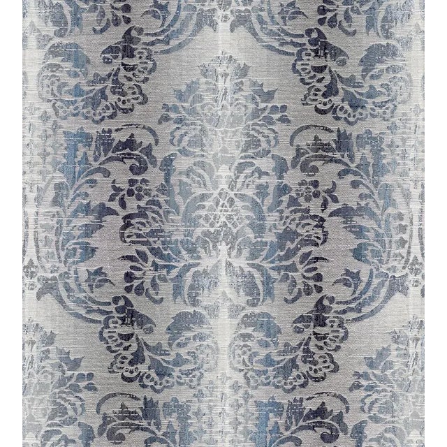 The House of Scalamandré Sorrento Linen Damask Fabric, Indigo For Sale