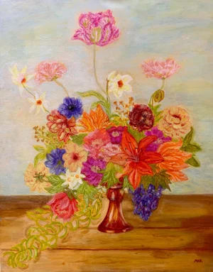 "Vibrant Floral" Contemporary Impressionist Style Still Life Acrylic Painting