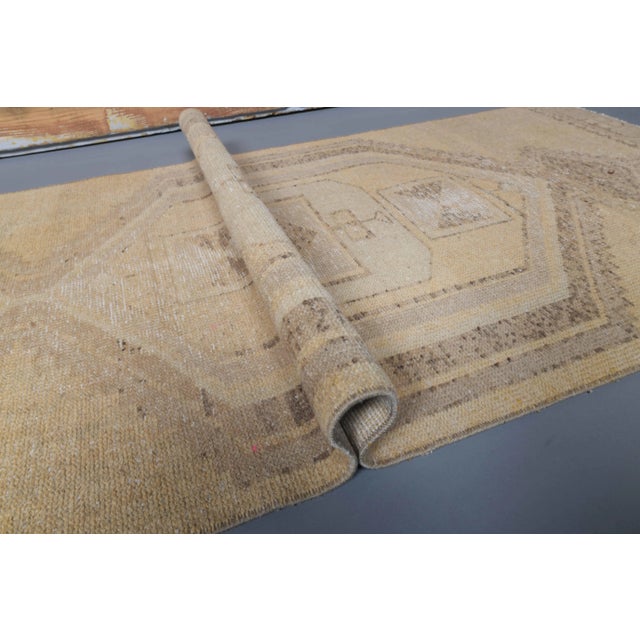 Textile Vintage Turkish Oushak Handmade Runner For Sale - Image 7 of 9