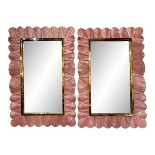 Pink Murano Glass Shell Mirrors For Sale
