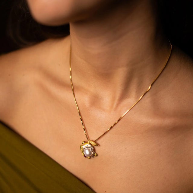 Early 21st Century Eternal Wisdom Turtle Pearl & Ruby Necklace For Sale - Image 5 of 9