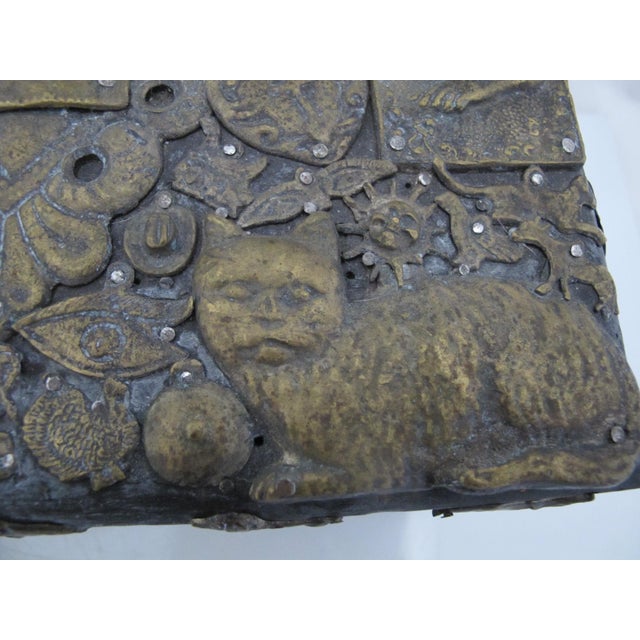 Brown Estela Ogazon Exceptional Milagros Wood Charm Mexico Folk Art Box For Sale - Image 8 of 17