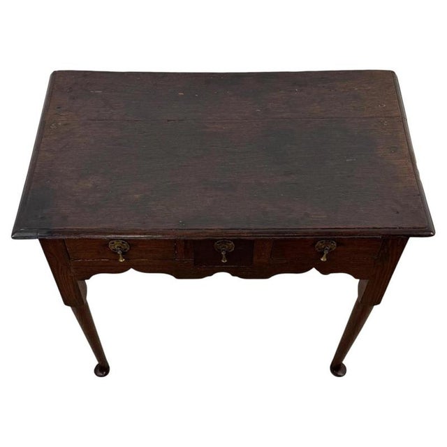 Antique English Oak Side Table with Three Drawers For Sale - Image 4 of 12