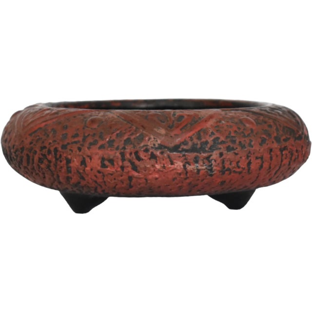 Ceramic Vintage Japanese Tokanabe Ware Footed Red Bowl For Sale - Image 7 of 7