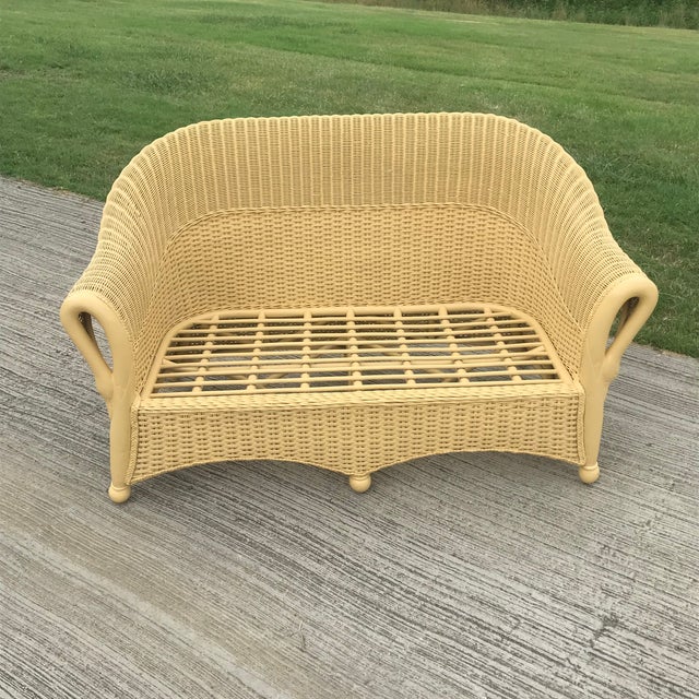 Victorian Swan Arm Bamboo and Wicker Settee Chairish