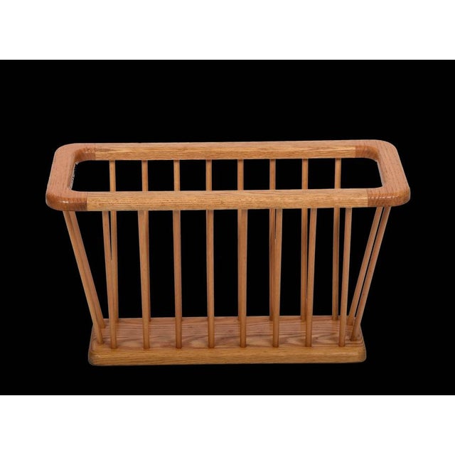 Mid-Century Modern Mid-Century Danish Modern Solid Oak Rectangular Magazine Rack, 1970s For Sale - Image 3 of 18