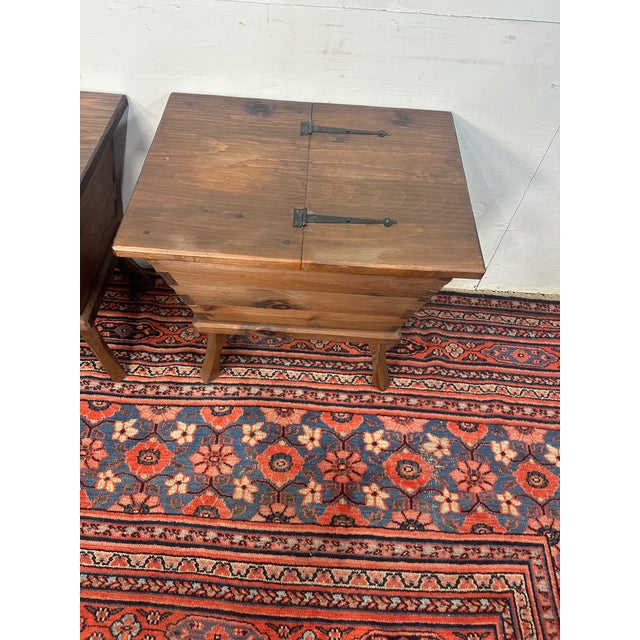 2000 - 2009 Pair of Rustic Pine Side Tables For Sale - Image 5 of 9