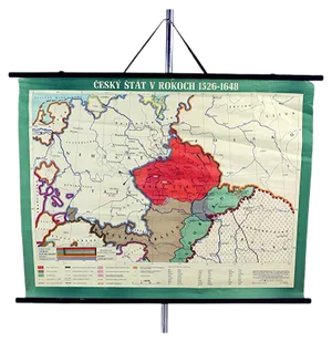 Vintage School Map of Czech State, Czechoslovakia, 1960s
