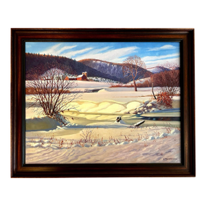 Signed Rare Original Edward Tomasiewicz Winter Scene Painting