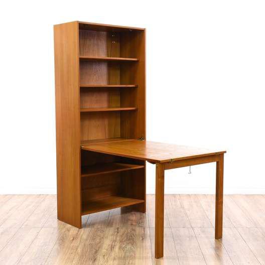 MidCentury Modern Domino Mobler Denmark Teak Bookcase With Drop Down