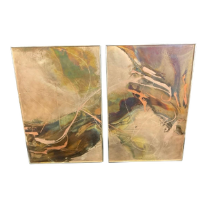 Post Modern Abstract Copper Metal Wall Art — Set of 2