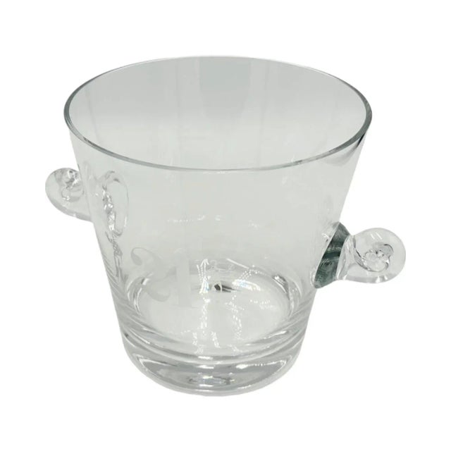 Transparent Vintage the 21 Club Nyc Restaurant Crystal Ice Bucket Tiffany & Co. Barware For Sale - Image 8 of 13