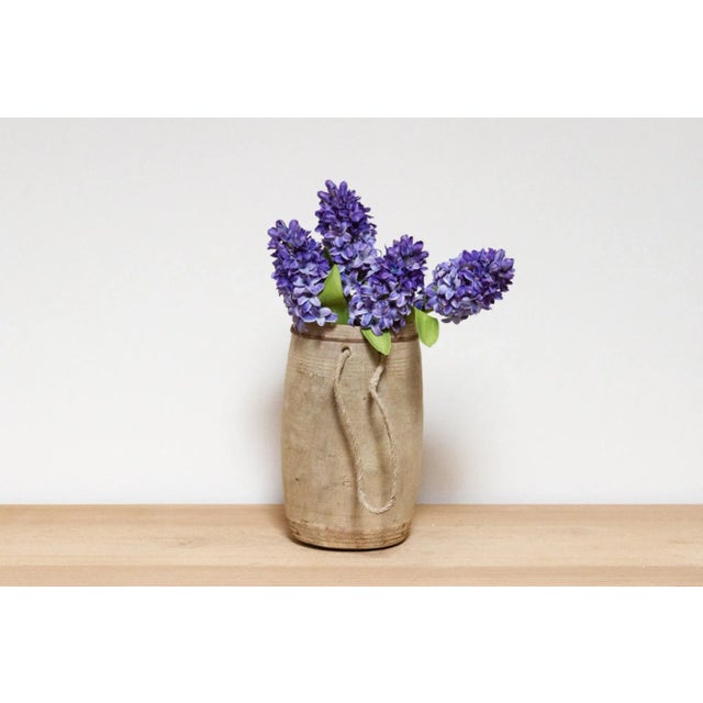 This charming antique carved wood pot was crafted from teak and originally used in Village kitchens in North India to...