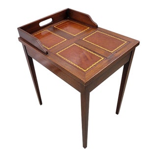 Petite 20th C Mahogany and Leather Side Table For Sale