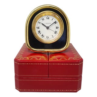 Art Deco Alarm Clock 24k Gold Plated from Cartier, 1980s For Sale