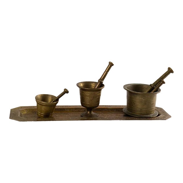 Vintage Miniature Brass Mortar & Pestle Collection For Sale
