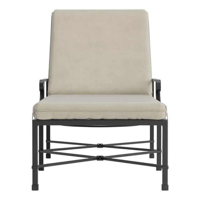 Brown Jordan Venetian Adjustable Chaise Lounge, Textured Pewter frame with Fusion Meadow fabric For Sale