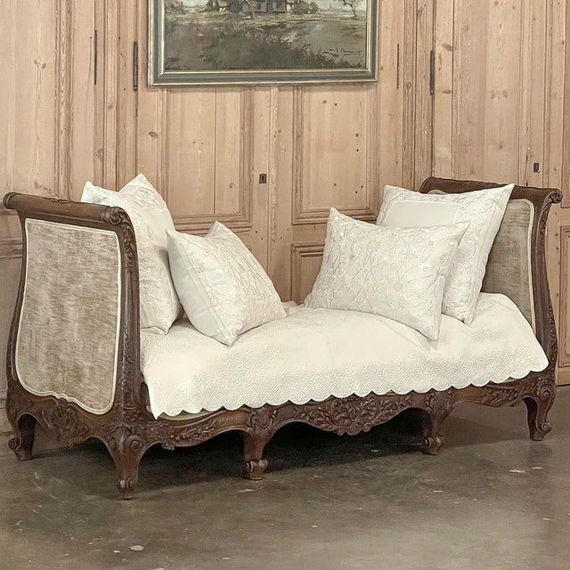Antique French Louis XV Day Bed ~ Sofa is a truly unusual find! Designed on a larger scale than is typical, it will make...