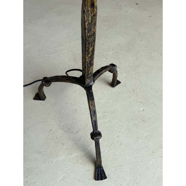 Spanish 1950's Iron Floor Lamp With Twisted Stem With Patinated Finish For Sale - Image 17 of 18