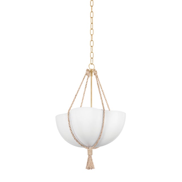 Mid-Century Modern Hudson Valley Lighting Amberley 20 in. 1 Light Pendant in Vintage Gold Leaf Finish For Sale - Image 3 of 11