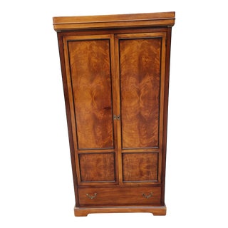 National Mount Airy Flame Walnut and Satinwood Inlaid Armoire For Sale