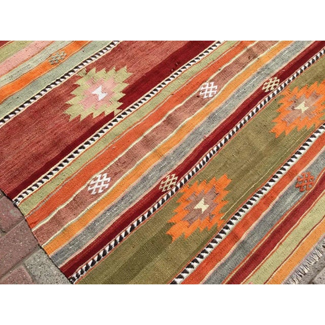 Red 1960' 'S Vintage Turkish Kilim Rug - 77.5" X 114" For Sale - Image 8 of 11