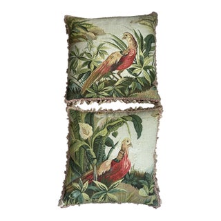 Pair of Pillows With Birds For Sale