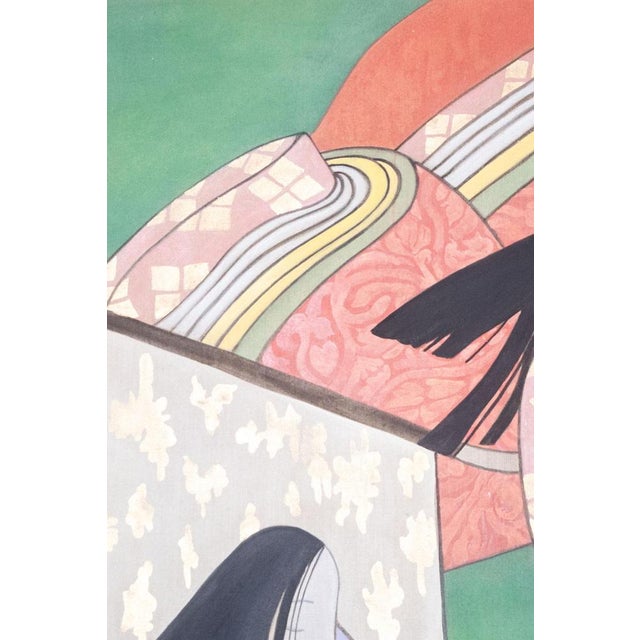 French Artist, Japanese Dancers, Painted Canvas, in Good conditions. This piece is designed in the style of the selected...