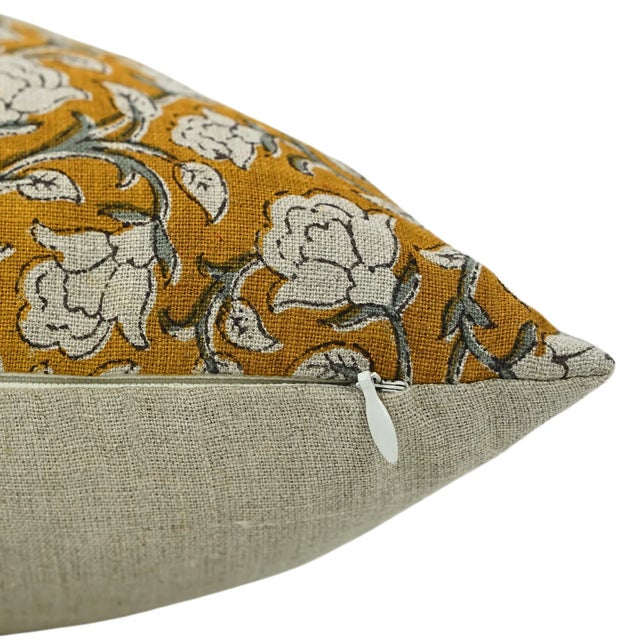 Contemporary Fabdivine Block Print Pillow Cover 14x20 Inch Luxurious Home Decor Accent-Amritvela For Sale - Image 3 of 4