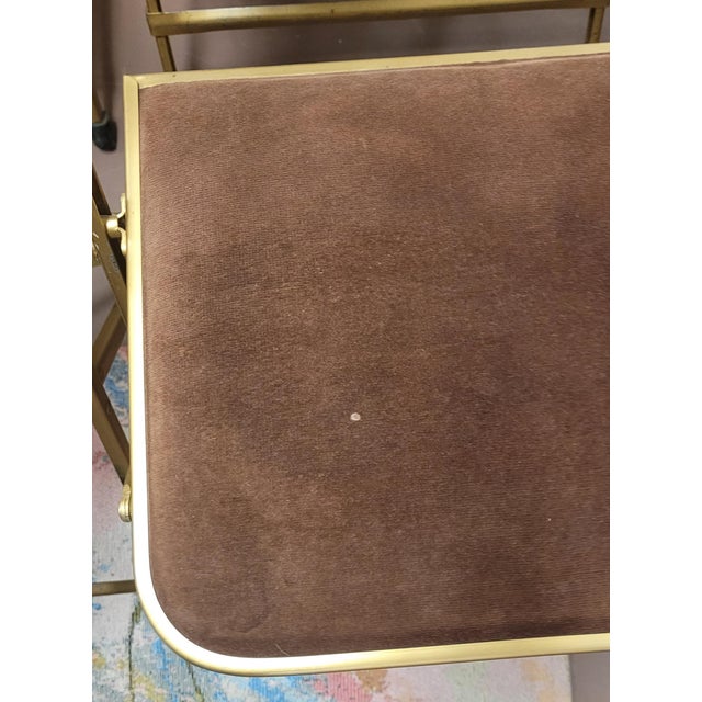 Mid-Century Modern 1950s Set 8 Mid Century Velveteen Folding Chairs For Sale - Image 3 of 10