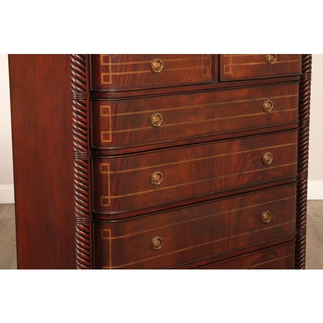 Edwardian Style Custom Mahogany Inlaid High Chest Of Drawers For Sale - Image 12 of 18