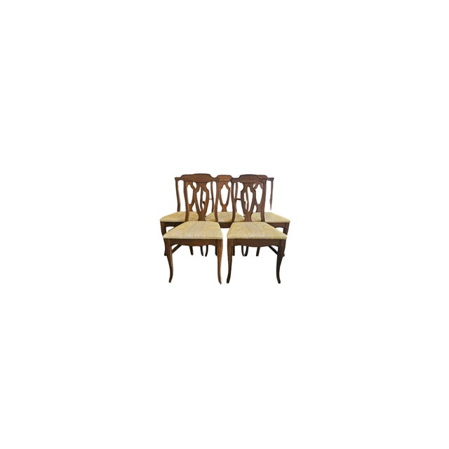 Chippendale Set of 5 Vintage Chippendale-Style Dining Chairs With Upholstered Seats For Sale - Image 3 of 10