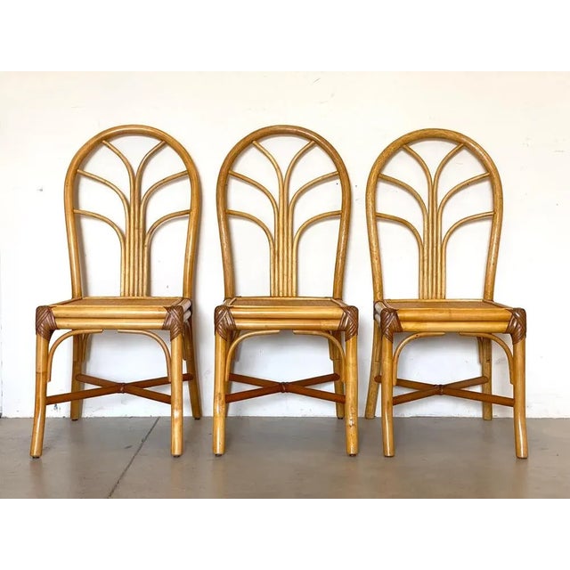 Bamboo & Leather Dining Chairs, 1970s, Set of 3 For Sale - Image 10 of 10