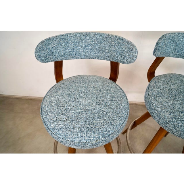 Wood 1960’s Mid-Century Modern Bentwood Bar Stools - Set of 3 For Sale - Image 7 of 12