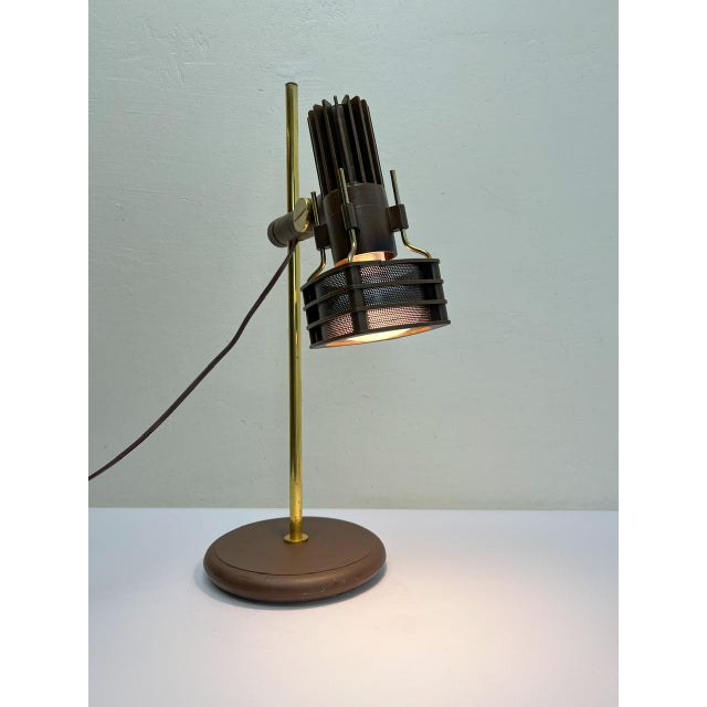 Brass and Brown Acrylic Table Lamp from Hustadt, 1970s For Sale - Image 13 of 15