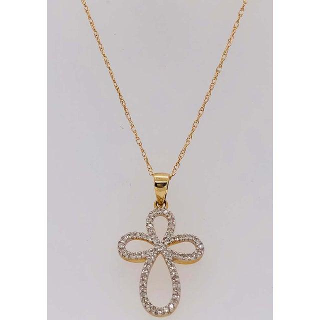 2010s 14 Karat Yellow Gold Necklace With Diamond Encrusted Pendant 0.25 TDW For Sale - Image 5 of 9