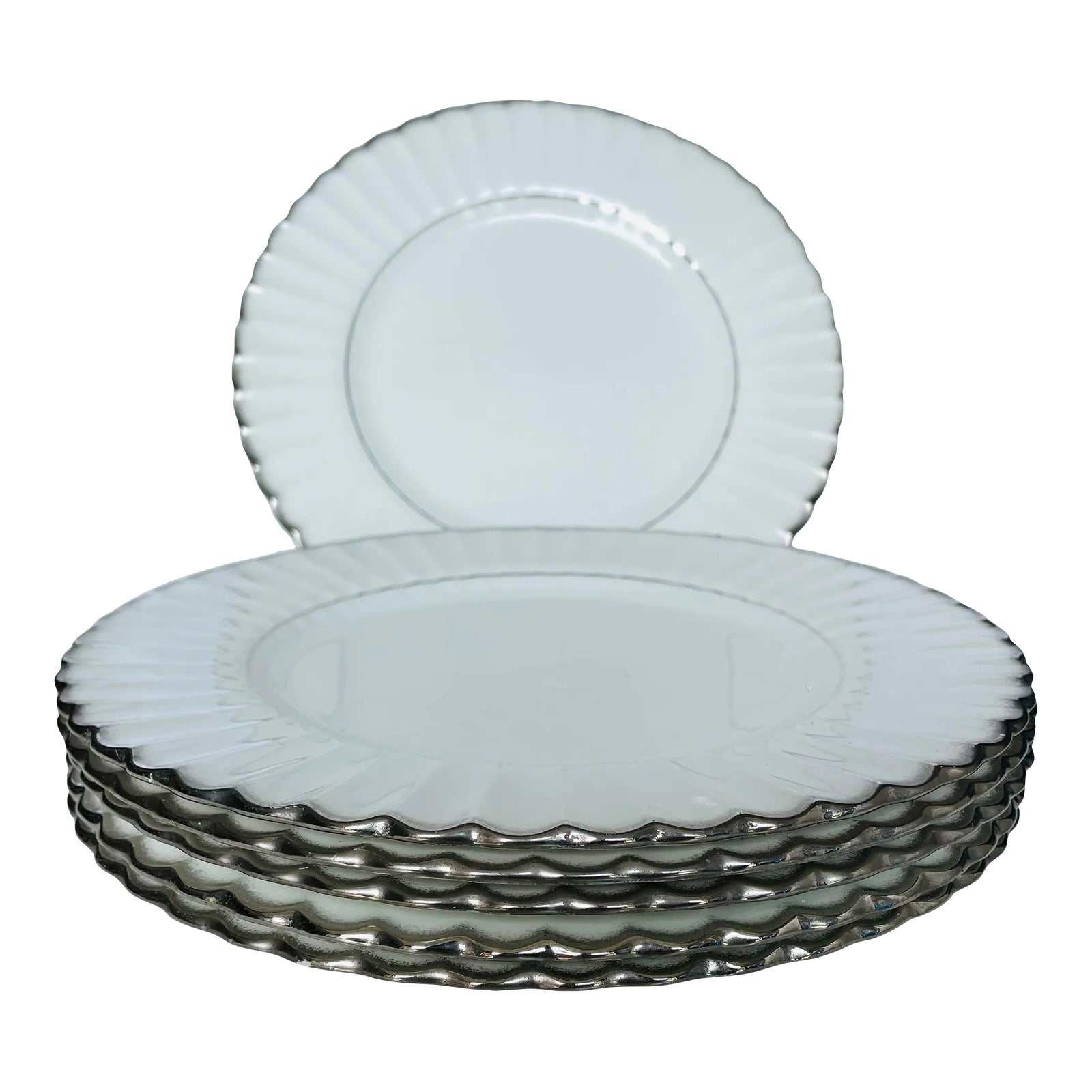 1970's J&g Meakin Classic White ,Silver Rim Dinner Plates- Set of 6 ...