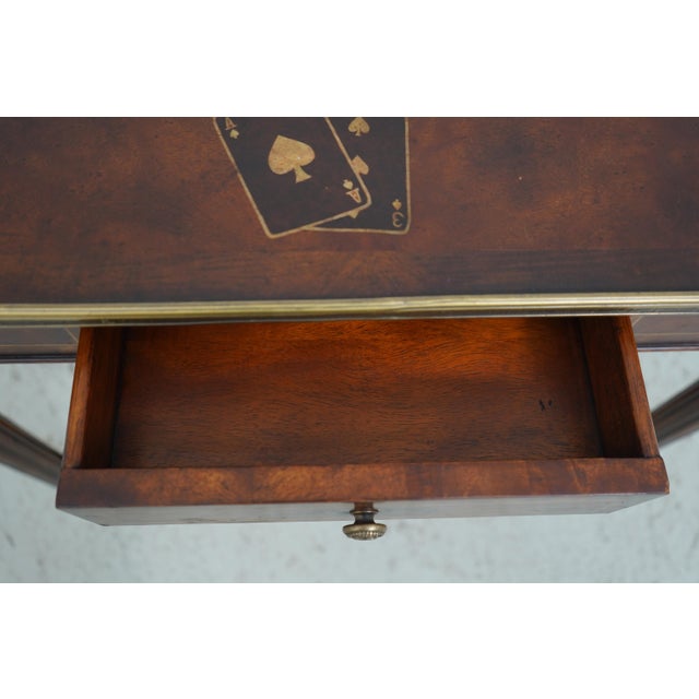 1990s Theodore Alexander Leather Top Games Table W. Inlay For Sale - Image 5 of 12