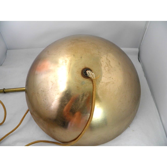 Mid-Century Modern Vintage Mid-Century Modern Flying Saucer Brass Wall-Hanging Retractable Light Fixture 14" All Original For Sale - Image 3 of 12
