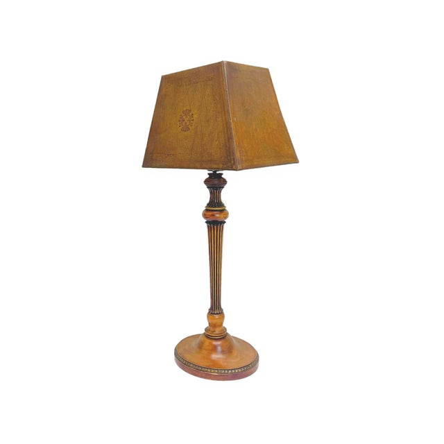 Traditional Neo-Classical Fluted Walnut Table Lamp on an Oval Base, 1940s For Sale - Image 3 of 18