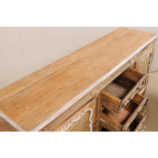 Neoclassical Period French Bleached-Oak Buffet Cabinet W/Center Drawers For Sale - Image 9 of 12