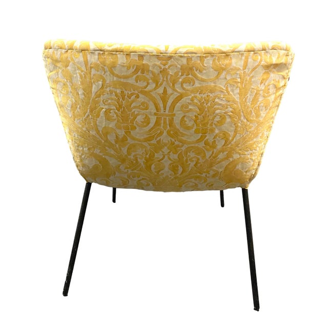 1950s Italian Side Chair With Fortuny Upholstery For Sale - Image 4 of 6