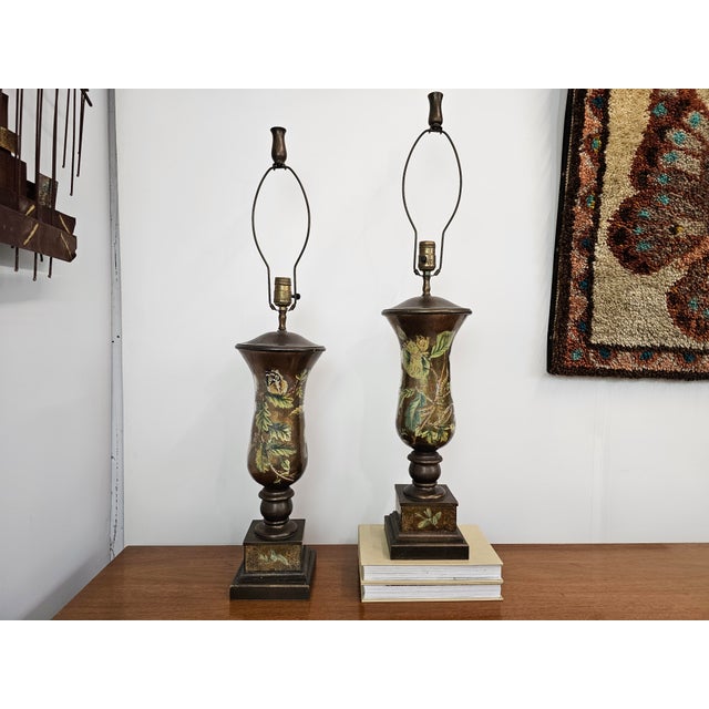 Not my typical style of lamps, but these are beautifully elegant antique lamps. This pair of Eglomise lamps is coming to...