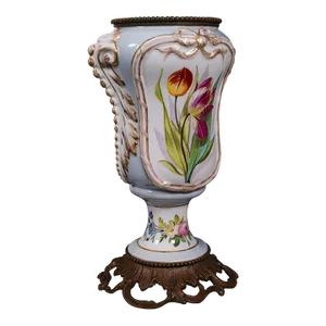 1900s Antique Victorian French Ceramic Mantlepiece Vase