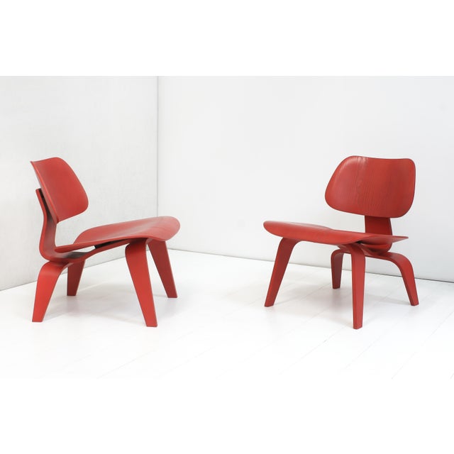 LCW Chairs in Red Stained Ash and Plywood by Charles & Ray Eames for Vitra, 2005, Set of 2 For Sale - Image 13 of 13