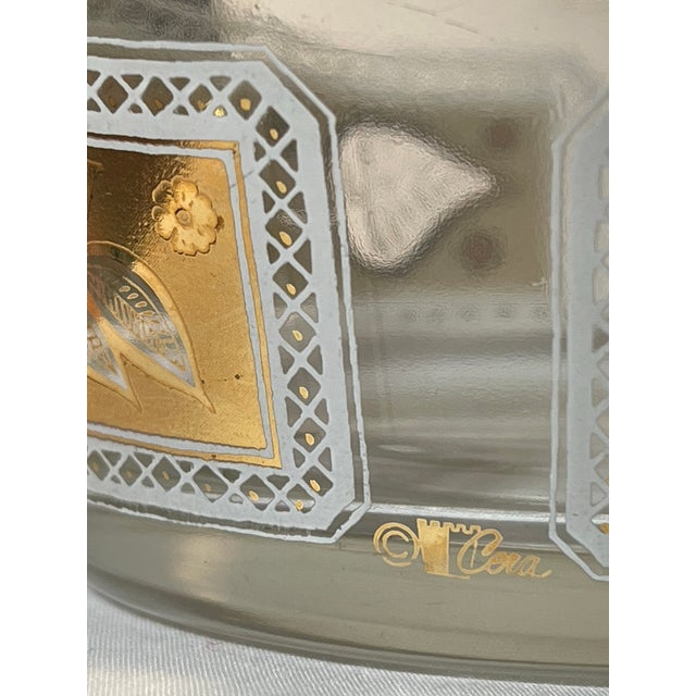 Glass Vintage Leaf Pattern Gold Trimmed Bowl For Sale - Image 7 of 11