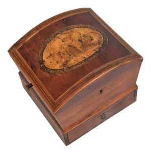 Circa 1820 English Georgian Style Mahogany and Satinwood Casket