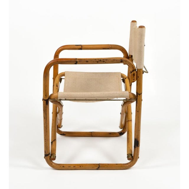 Mid-Century Bamboo and Fabric Director's Folding Chairs, Italy, 1960s, Set of 2 For Sale - Image 12 of 18